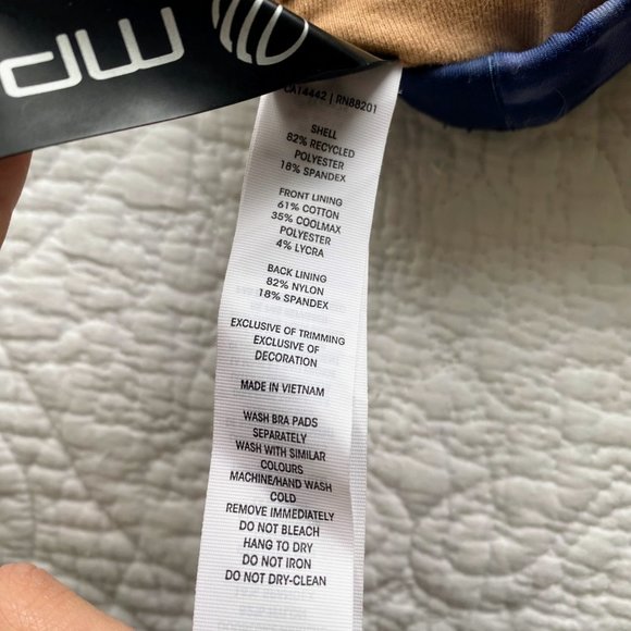 NWOT MPG Blue Tie Dye Recycled Polyester Sports Bra Medium Support Size SMALL - Picture 10 of 11